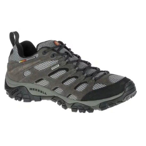 MERRELL Men Moab WP Hiking Shoes Beluga Sz 9 Waterproof Gray Leather Textile - Picture 1 of 9
